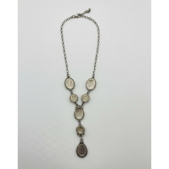 Vintage Style Bronze Tone Amber Statement Necklace teardrop Pendant Jewelry 12" - Picture 2 of 6